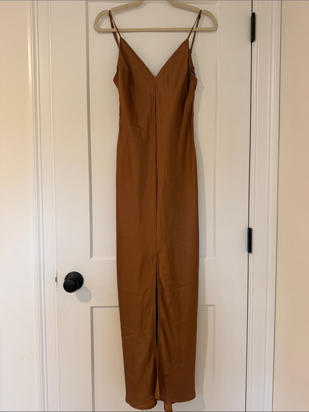 Free People Rust Brown Maxi Slip Dress with Spaghetti Straps